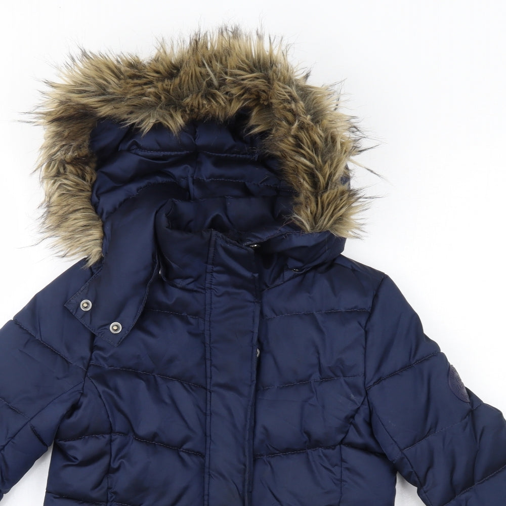 H&M Girls Blue   Parka Coat Size 9-10 Years