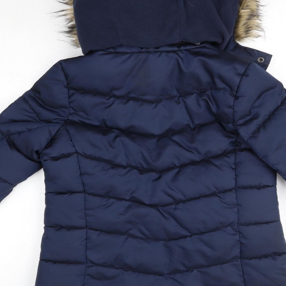 H&M Girls Blue   Parka Coat Size 9-10 Years