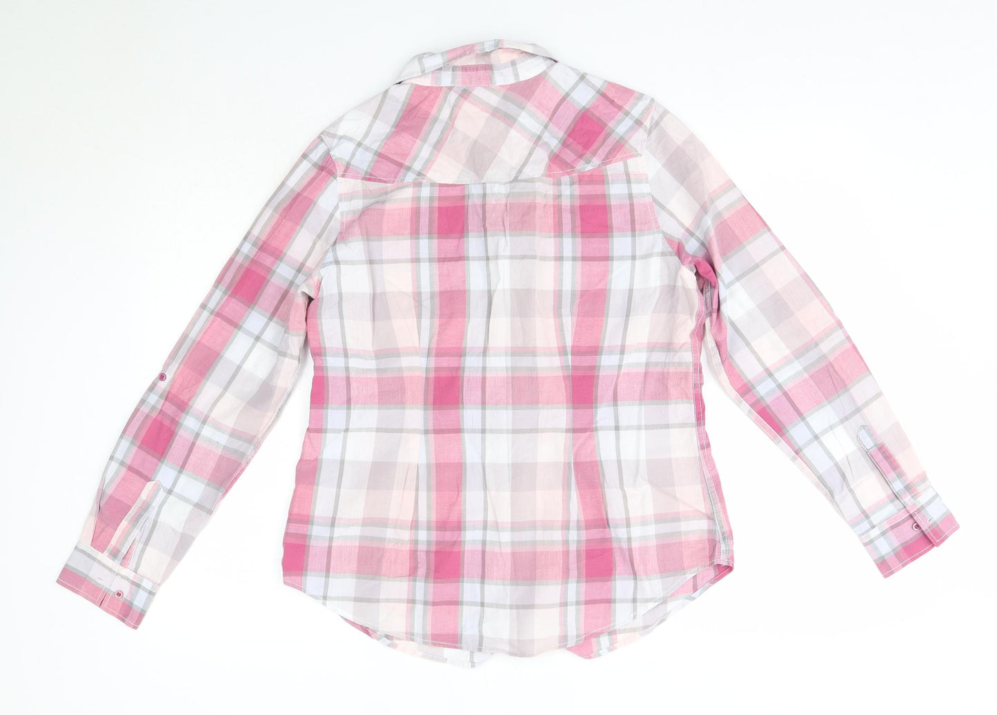 Peacocks Womens Pink Check 100% Cotton Basic Button-Up Size 12 Collared