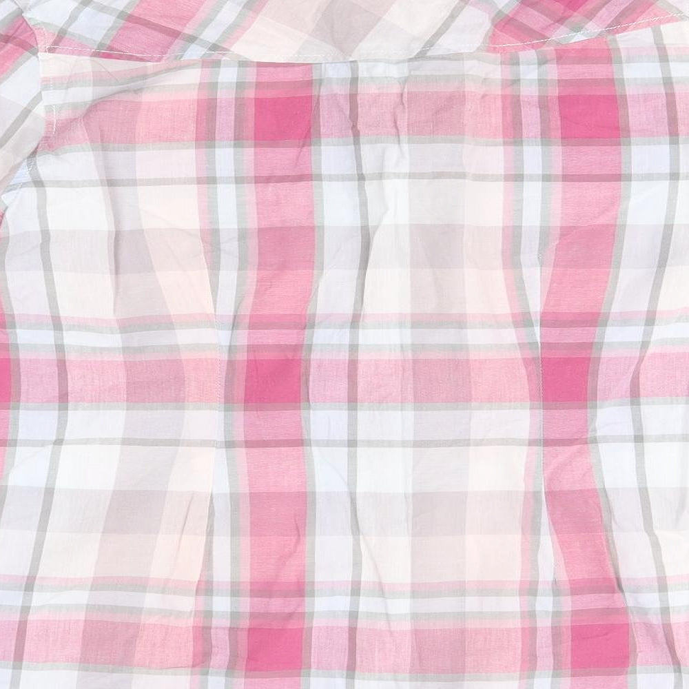 Peacocks Womens Pink Check 100% Cotton Basic Button-Up Size 12 Collared