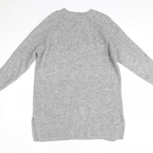 George Womens Grey Round Neck  Acrylic Pullover Jumper Size M
