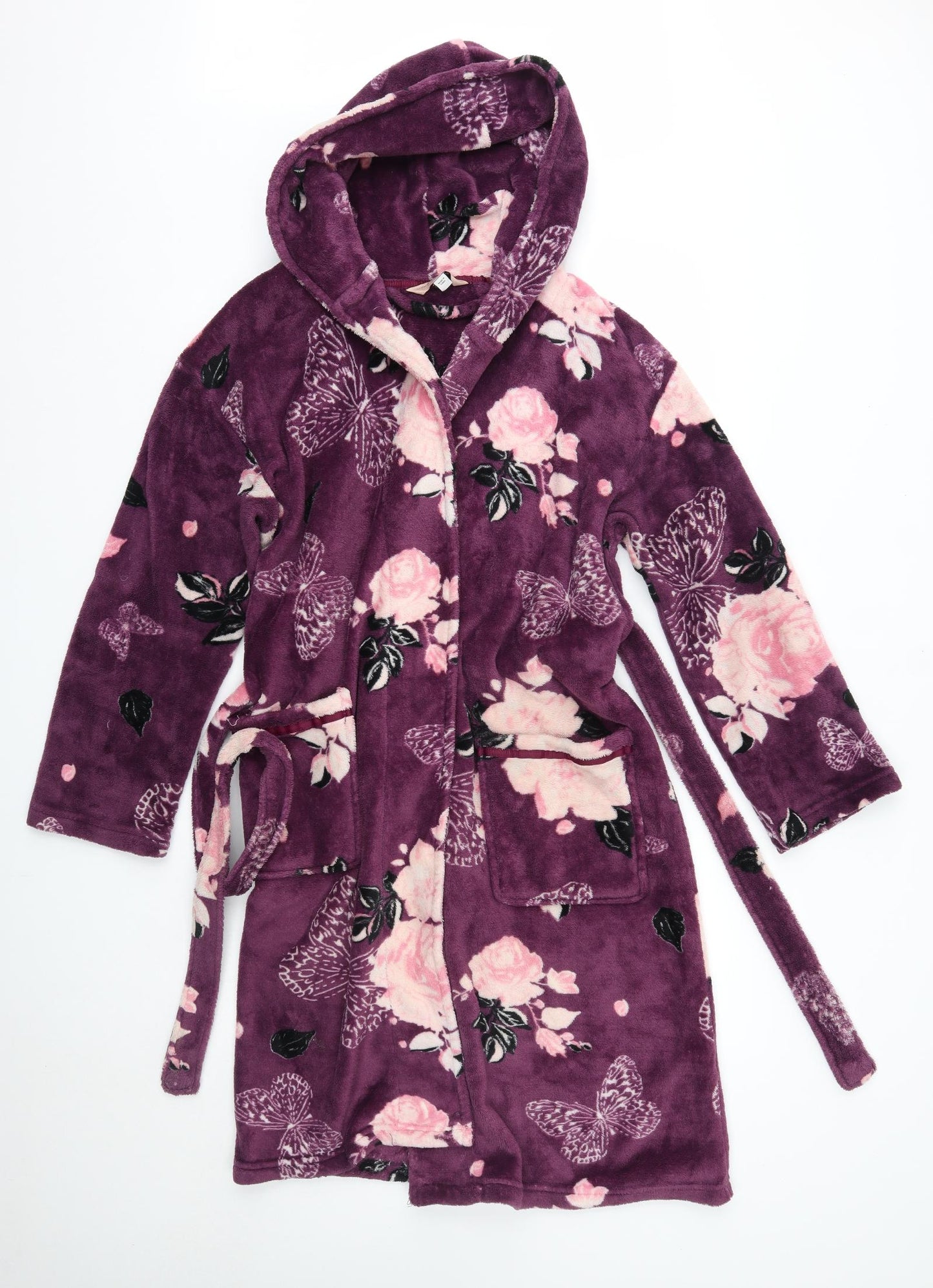 Dorothy Perkins Womens Purple Floral Polyester Top Robe Size M