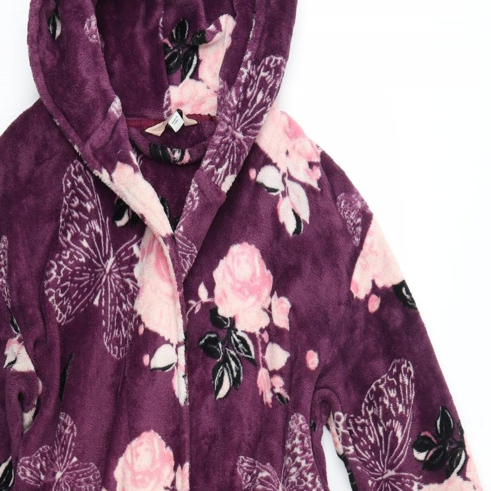 Dorothy Perkins Womens Purple Floral Polyester Top Robe Size M