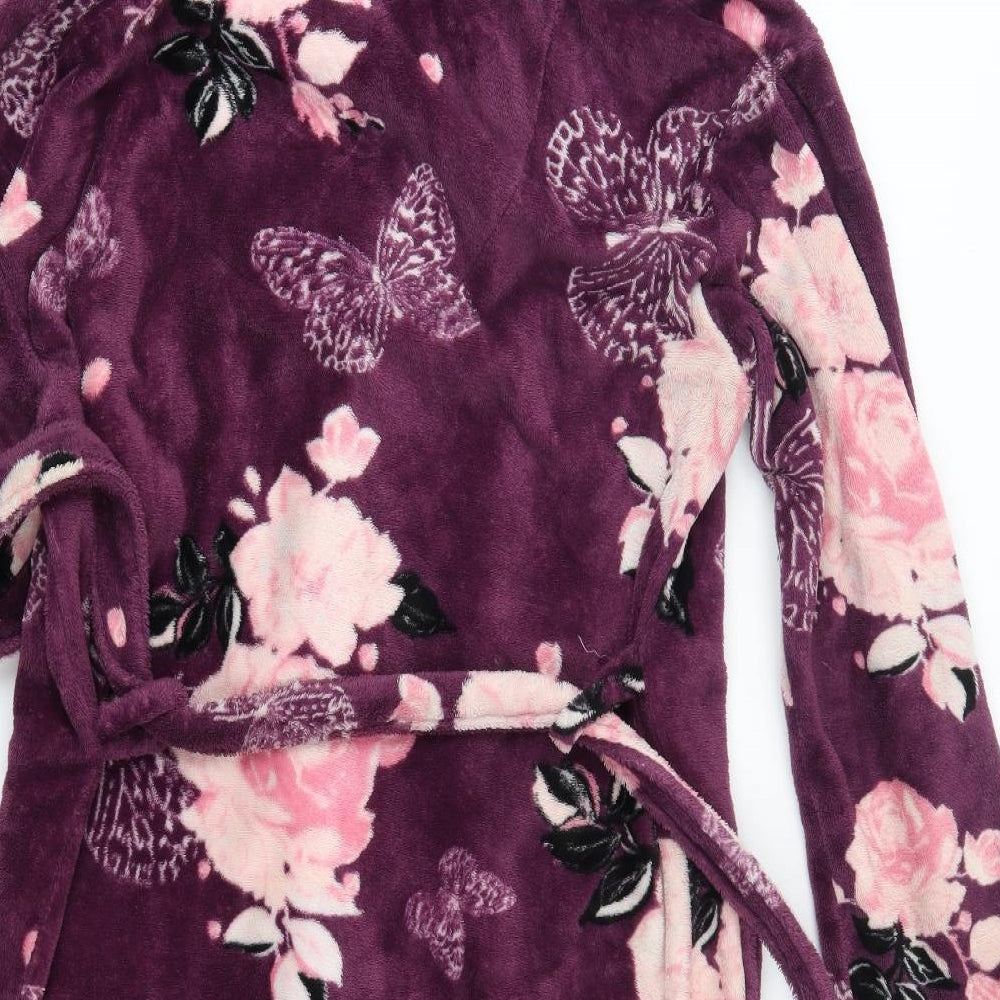 Dorothy Perkins Womens Purple Floral Polyester Top Robe Size M