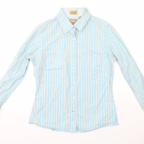 Joe Browns Womens Blue Striped 100% Cotton Basic Button-Up Size 10 Collared