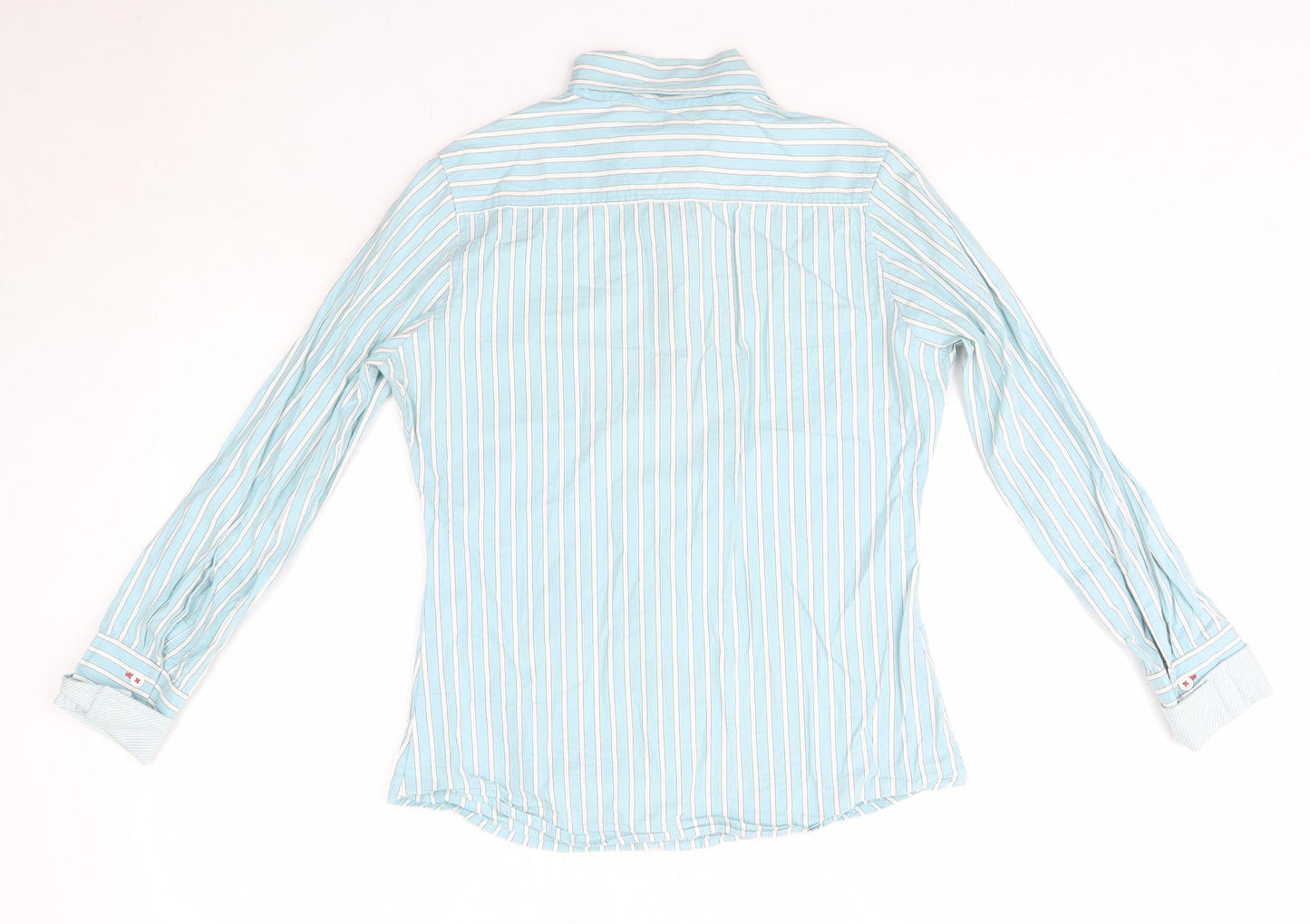 Joe Browns Womens Blue Striped 100% Cotton Basic Button-Up Size 10 Collared