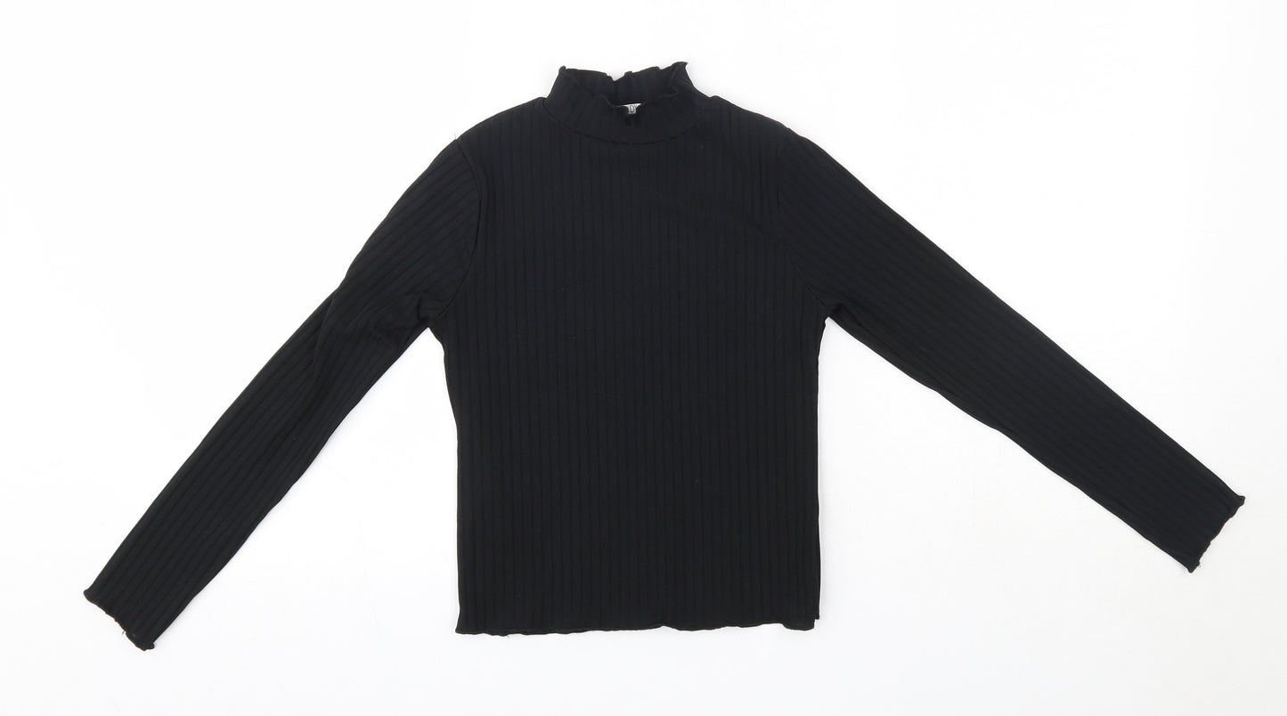 Matalan Girls Black  Polyester Basic Blouse Size 10 Years High Neck