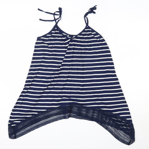 Store Twenty One Womens Blue Striped Viscose Camisole Blouse Size 12 Round Neck