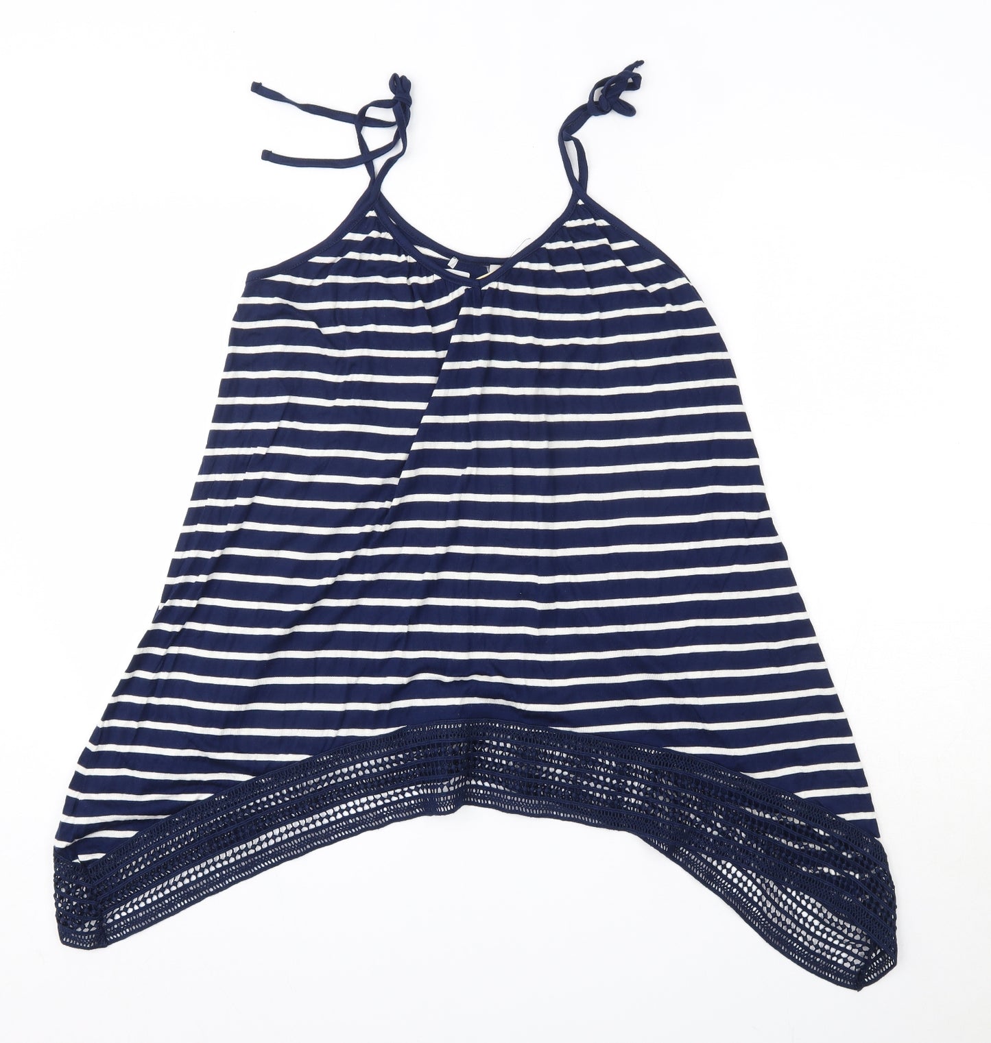 Store Twenty One Womens Blue Striped Viscose Camisole Blouse Size 12 Round Neck
