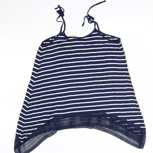 Store Twenty One Womens Blue Striped Viscose Camisole Blouse Size 12 Round Neck