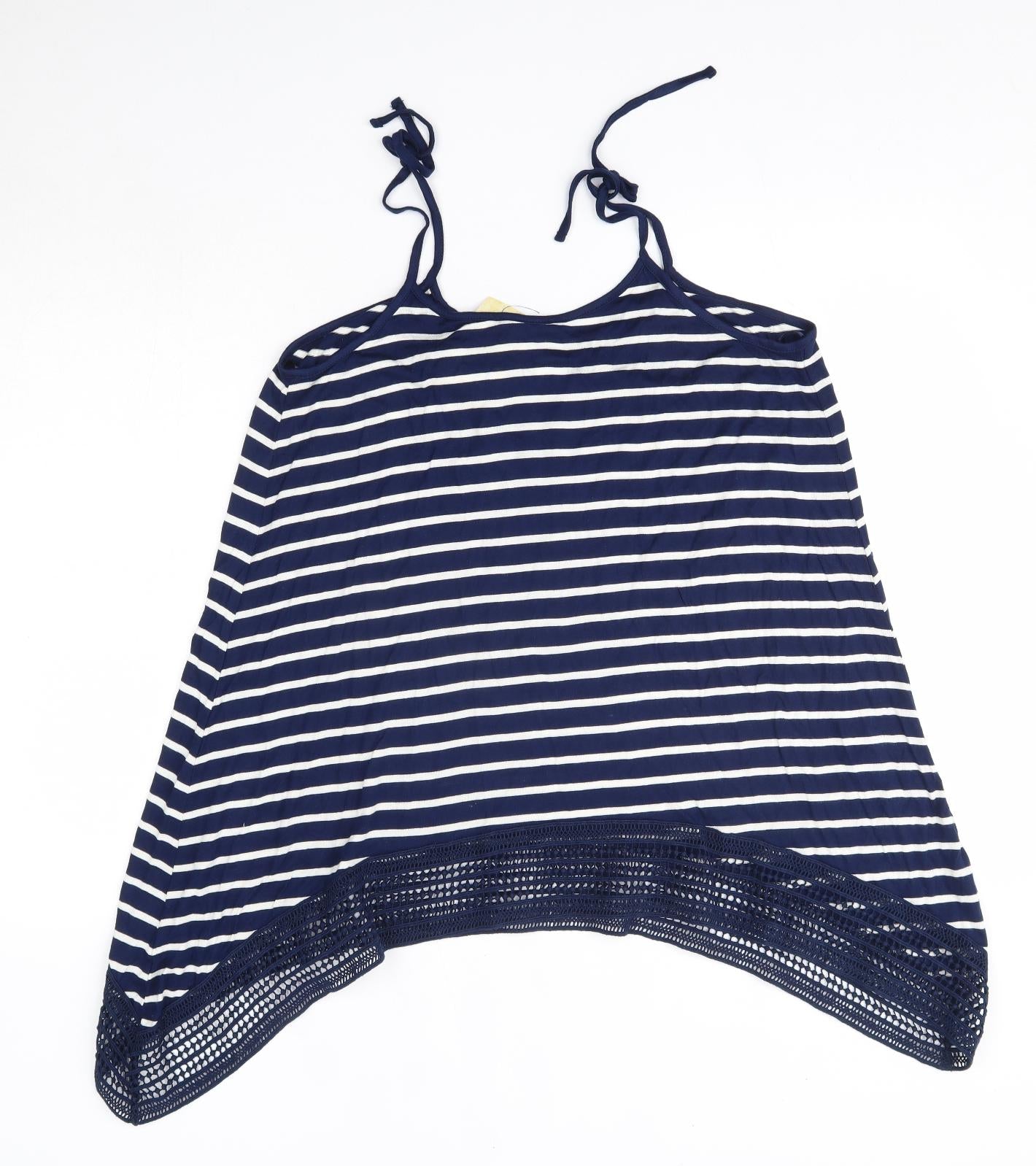 Store Twenty One Womens Blue Striped Viscose Camisole Blouse Size 12 Round Neck