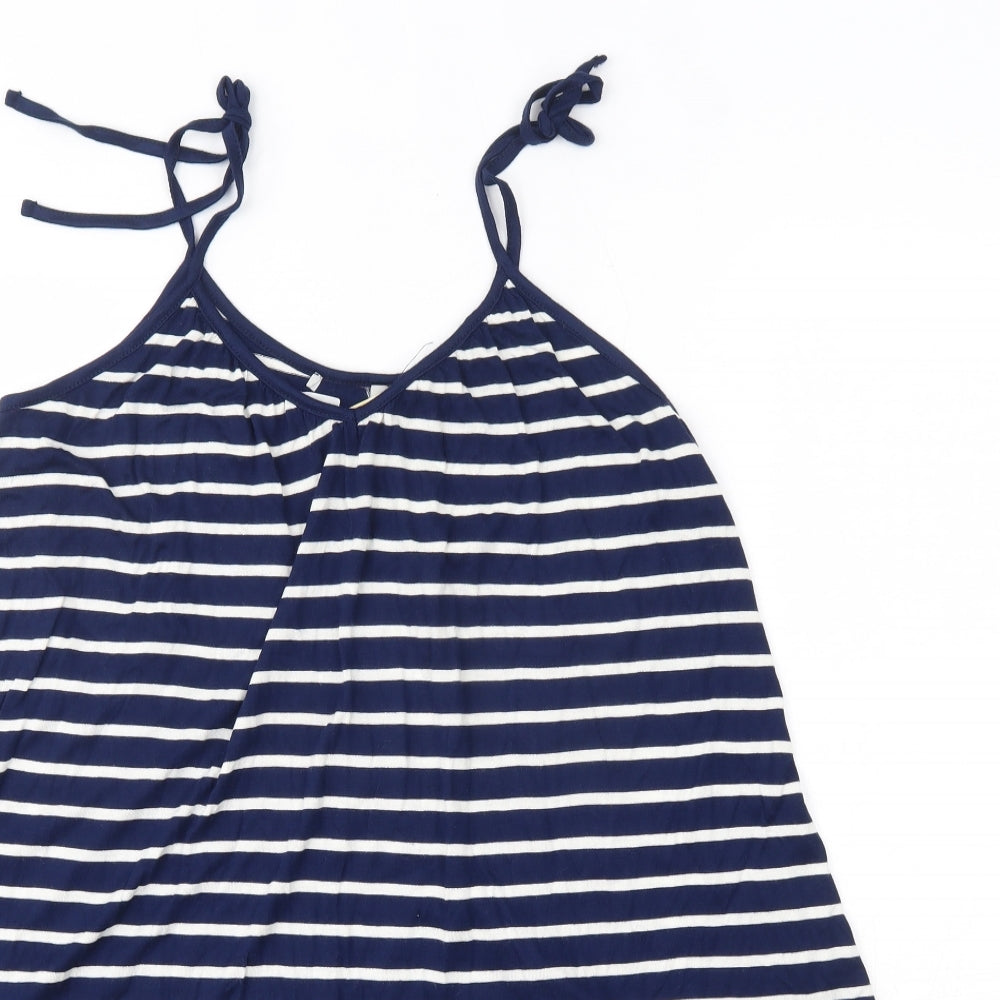 Store Twenty One Womens Blue Striped Viscose Camisole Blouse Size 12 Round Neck
