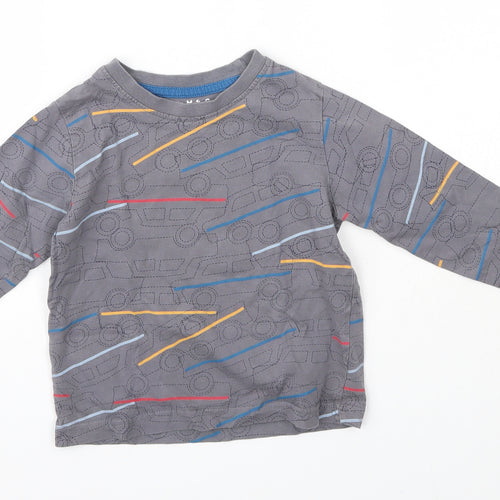 Nutmeg Boys Grey  Cotton Basic Casual Size 2-3 Years Round Neck