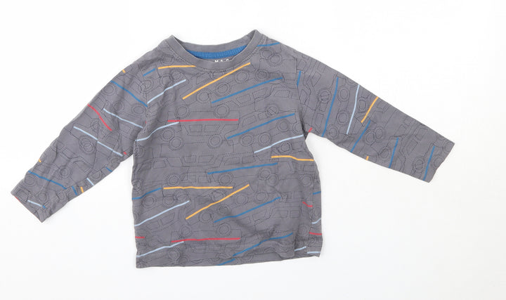 Nutmeg Boys Grey  Cotton Basic Casual Size 2-3 Years Round Neck