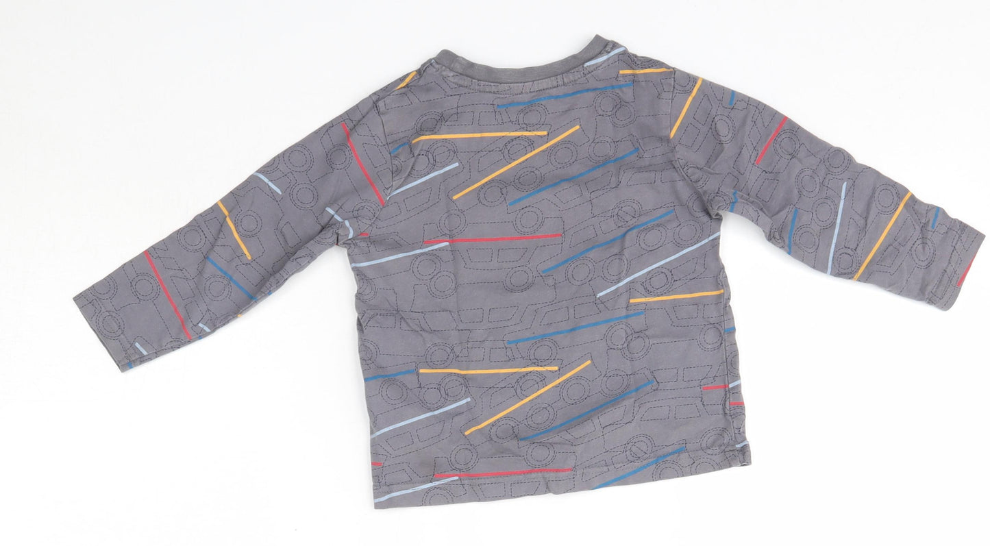 Nutmeg Boys Grey  Cotton Basic Casual Size 2-3 Years Round Neck