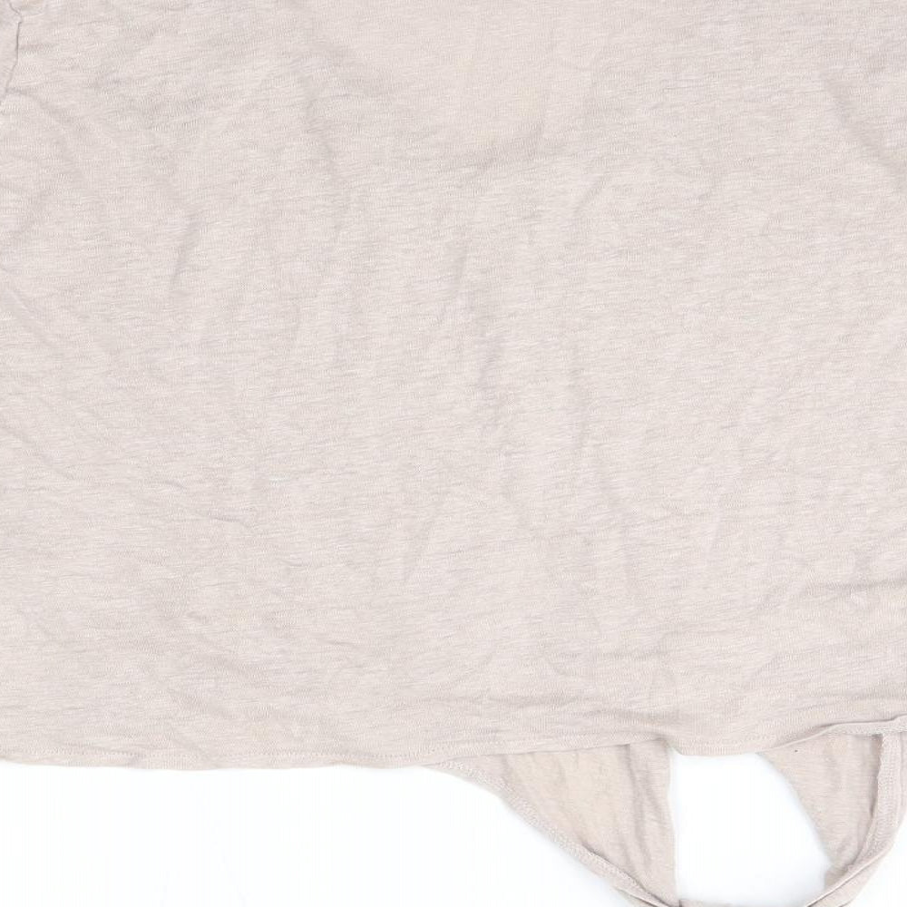 H&M Womens Beige  Linen Basic Blouse Size M V-Neck