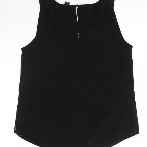 Maison Scotch Womens Black  Polyester Basic Blouse Size M Round Neck
