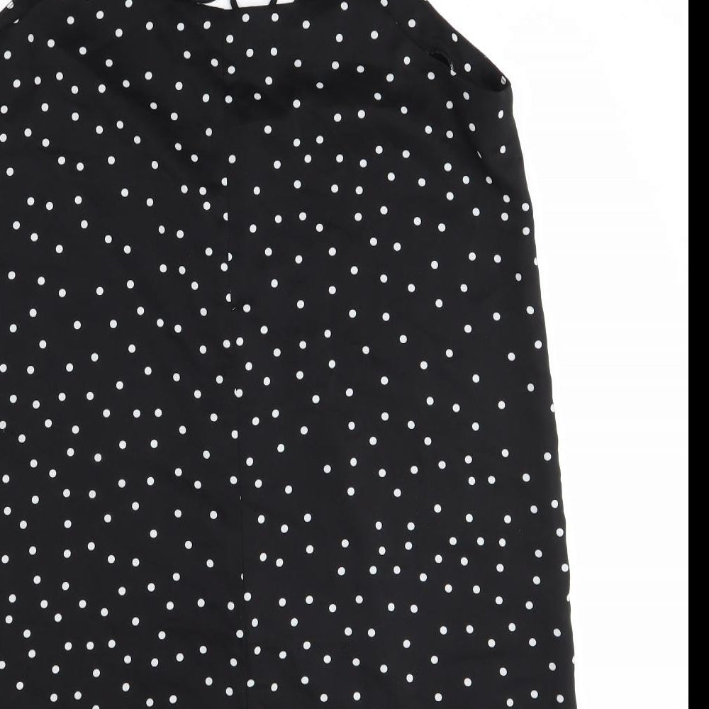 Nasty Gal Womens Black Polka Dot Polyester Tank Dress  Size 12  V-Neck