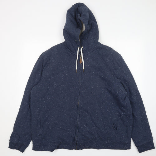Nutmeg Mens Blue  Cotton Full Zip Hoodie Size 2XL