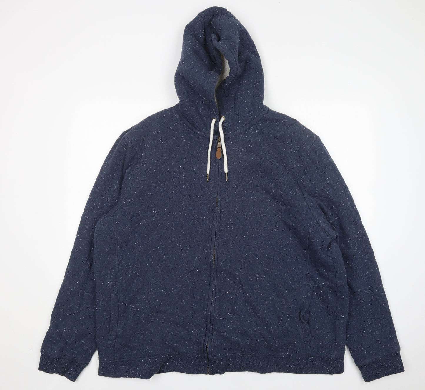 Nutmeg Mens Blue  Cotton Full Zip Hoodie Size 2XL