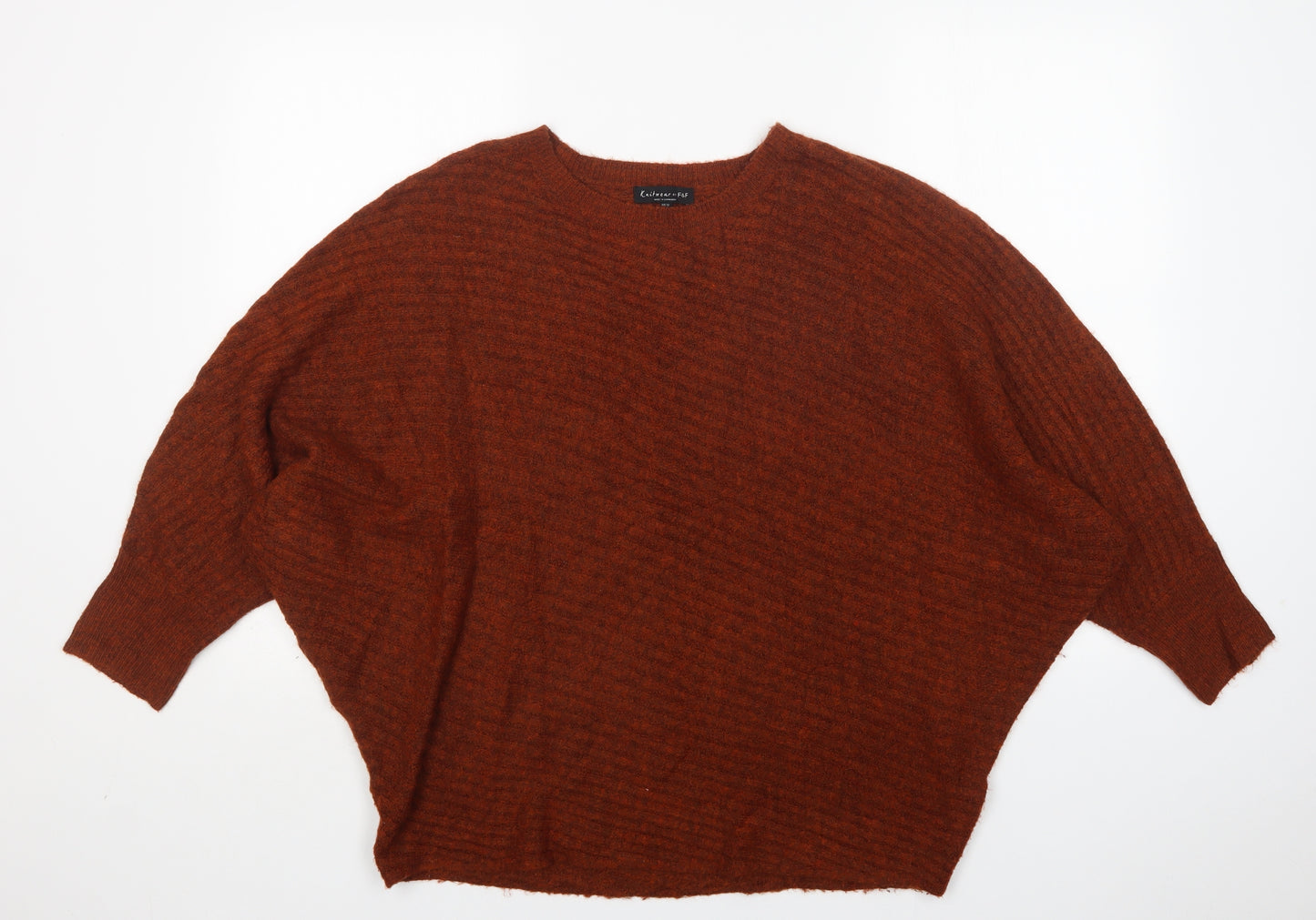 F&F Womens Brown Round Neck  Acrylic Pullover Jumper Size 12