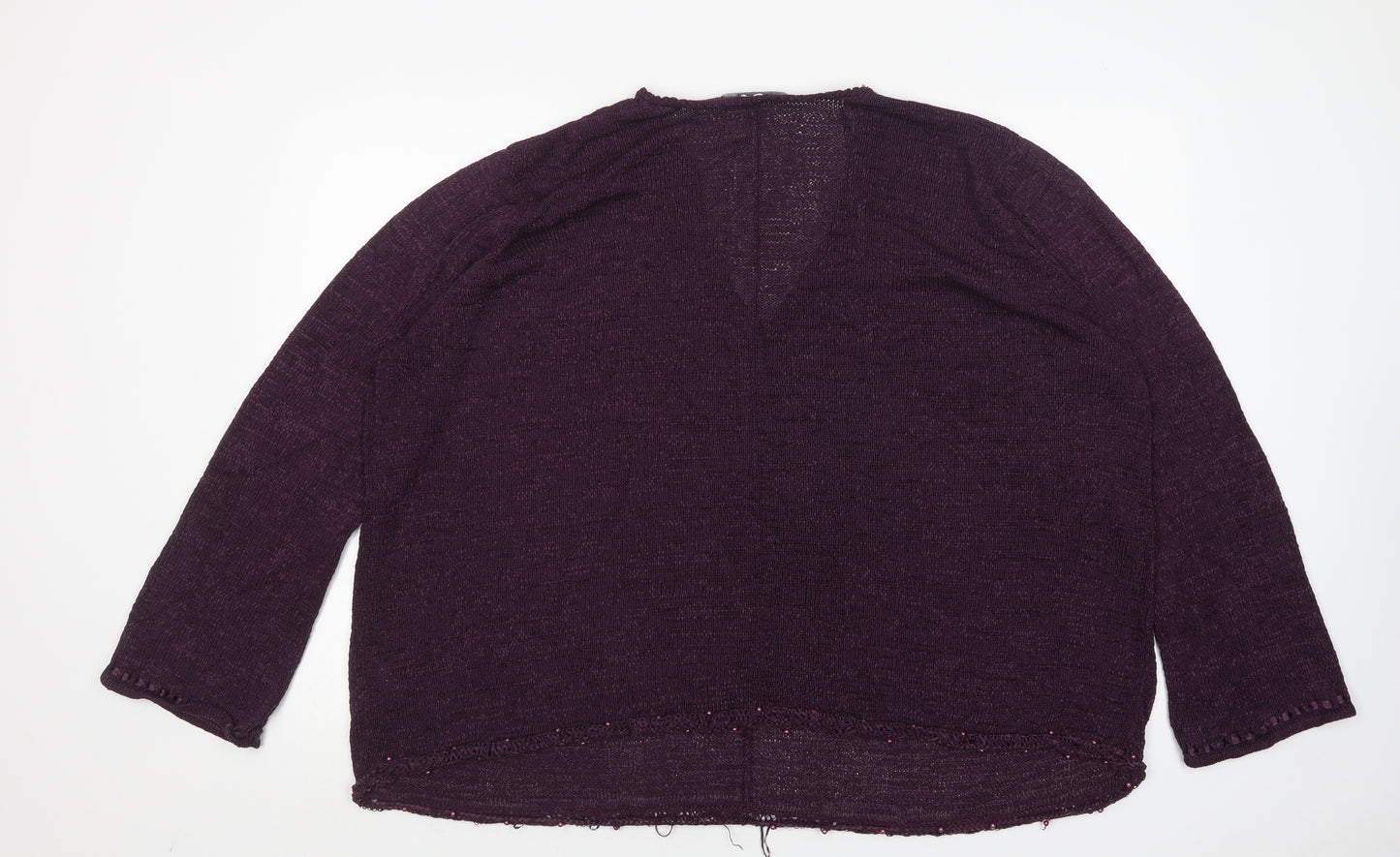 essence Womens Purple V-Neck  Viscose Pullover Jumper Size 30