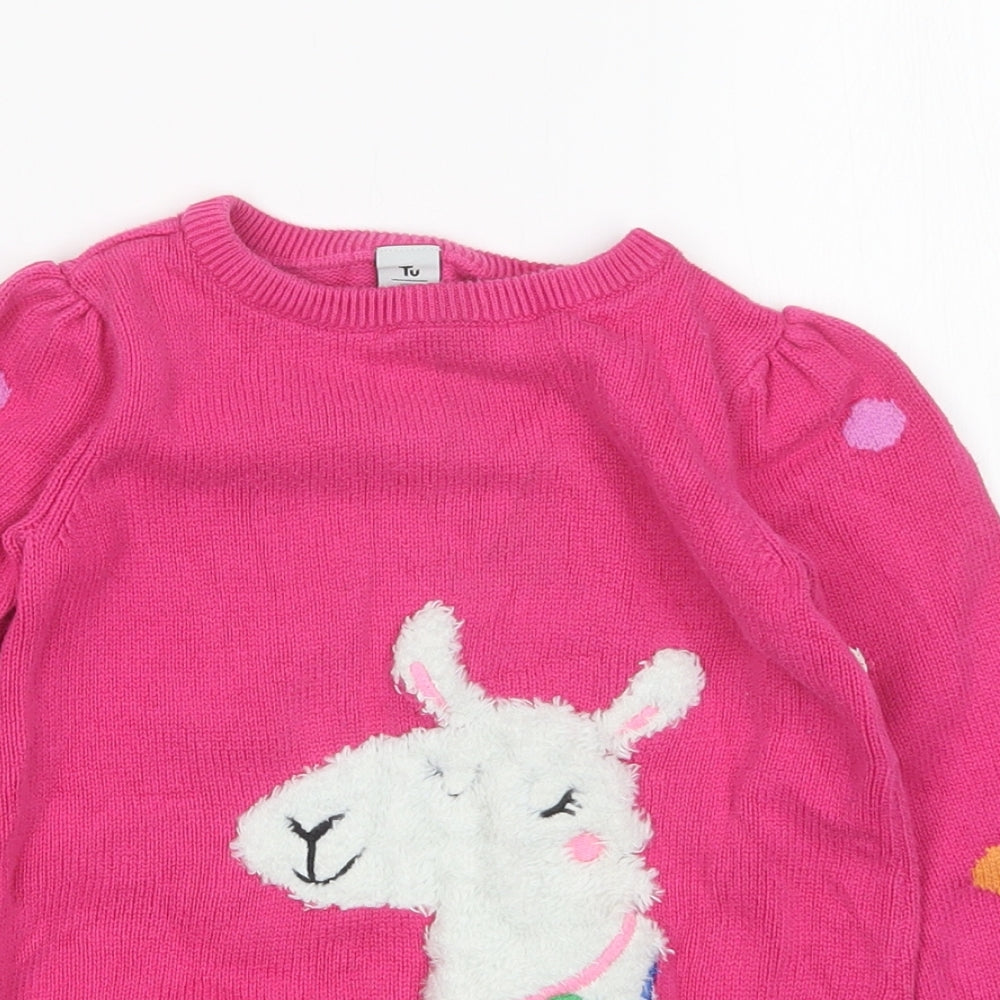 TU Girls Multicoloured Animal Print Cotton Jumper Dress  Size 2-3 Years  Round Neck