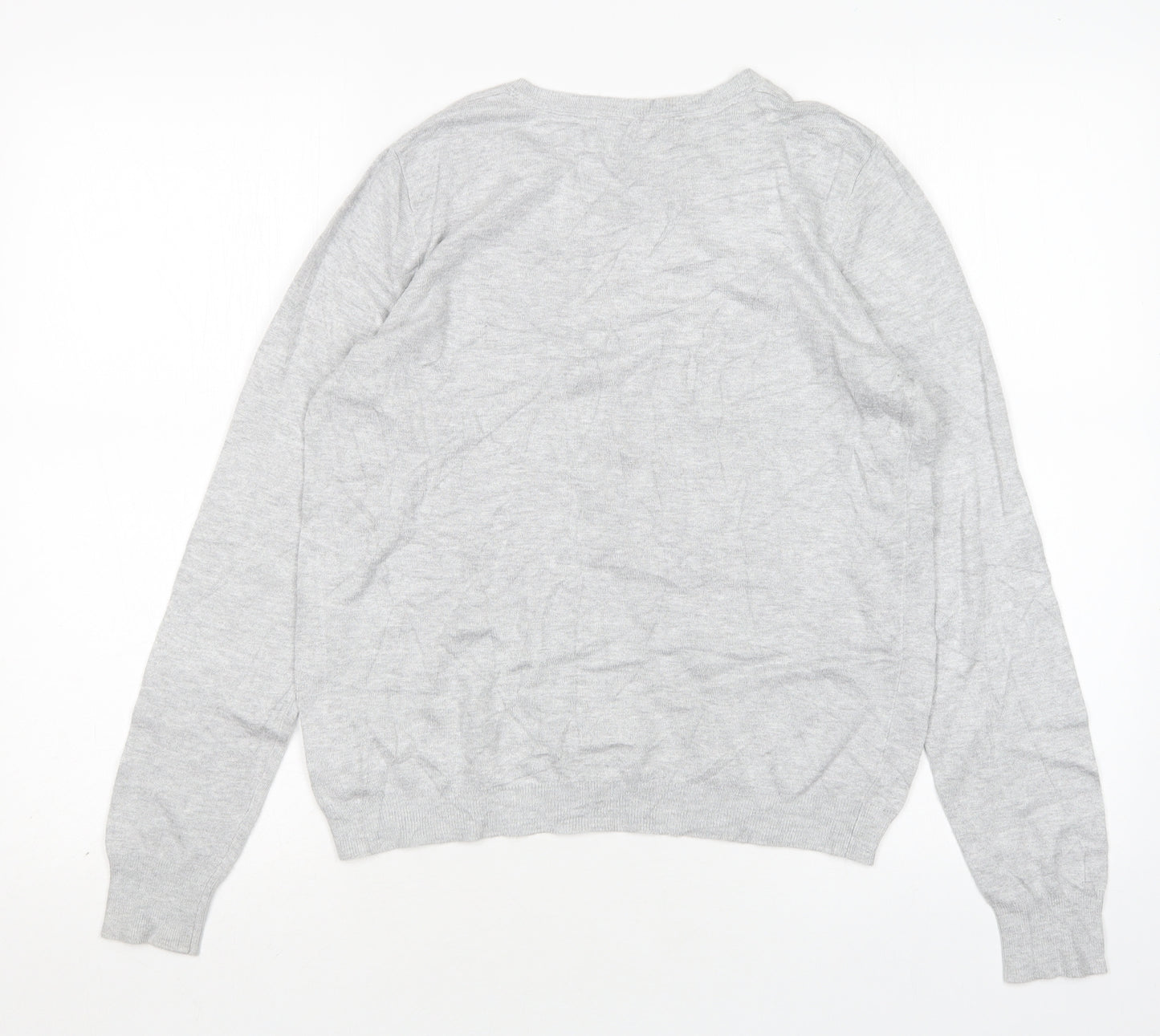 M&S Womens Grey Round Neck  Viscose Pullover Jumper Size 14