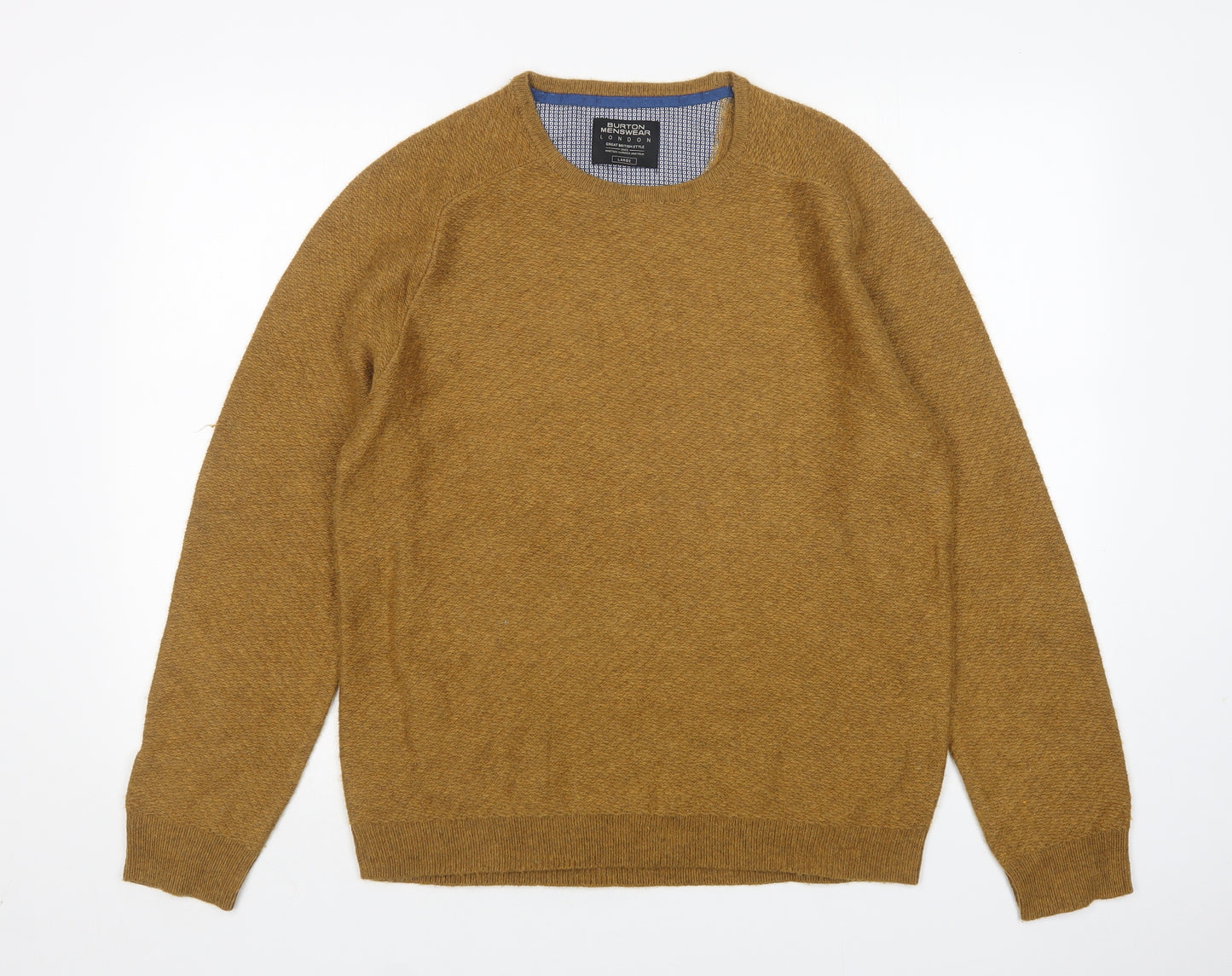 Burton  Mens Brown Round Neck  Acrylic Pullover Jumper Size L
