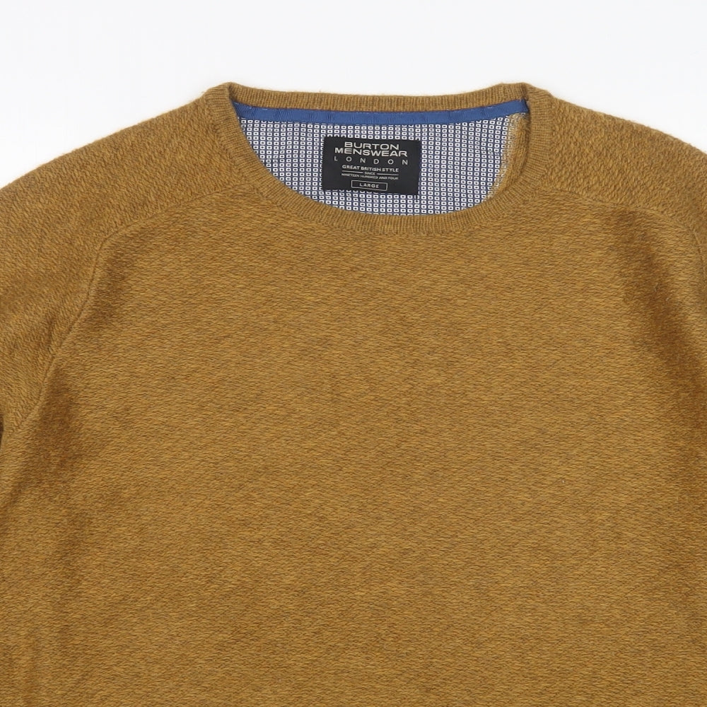 Burton  Mens Brown Round Neck  Acrylic Pullover Jumper Size L