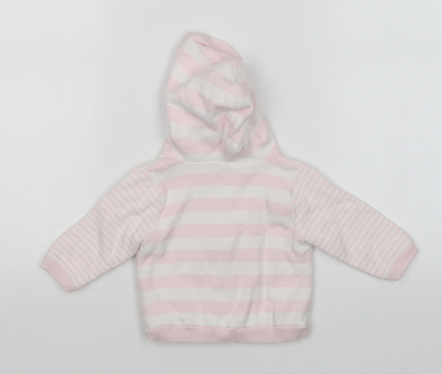 M&S Girls Multicoloured Striped Cotton Full Zip Jumper Size 3-6 Months