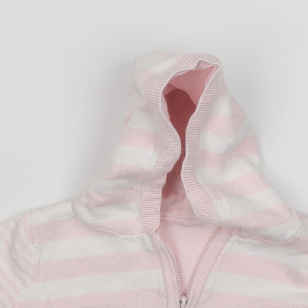 M&S Girls Multicoloured Striped Cotton Full Zip Jumper Size 3-6 Months
