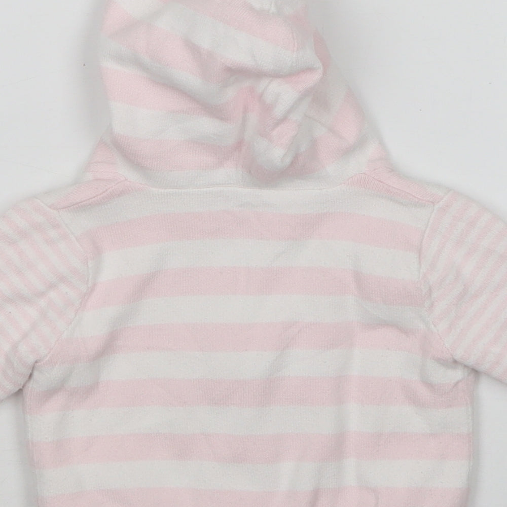 M&S Girls Multicoloured Striped Cotton Full Zip Jumper Size 3-6 Months
