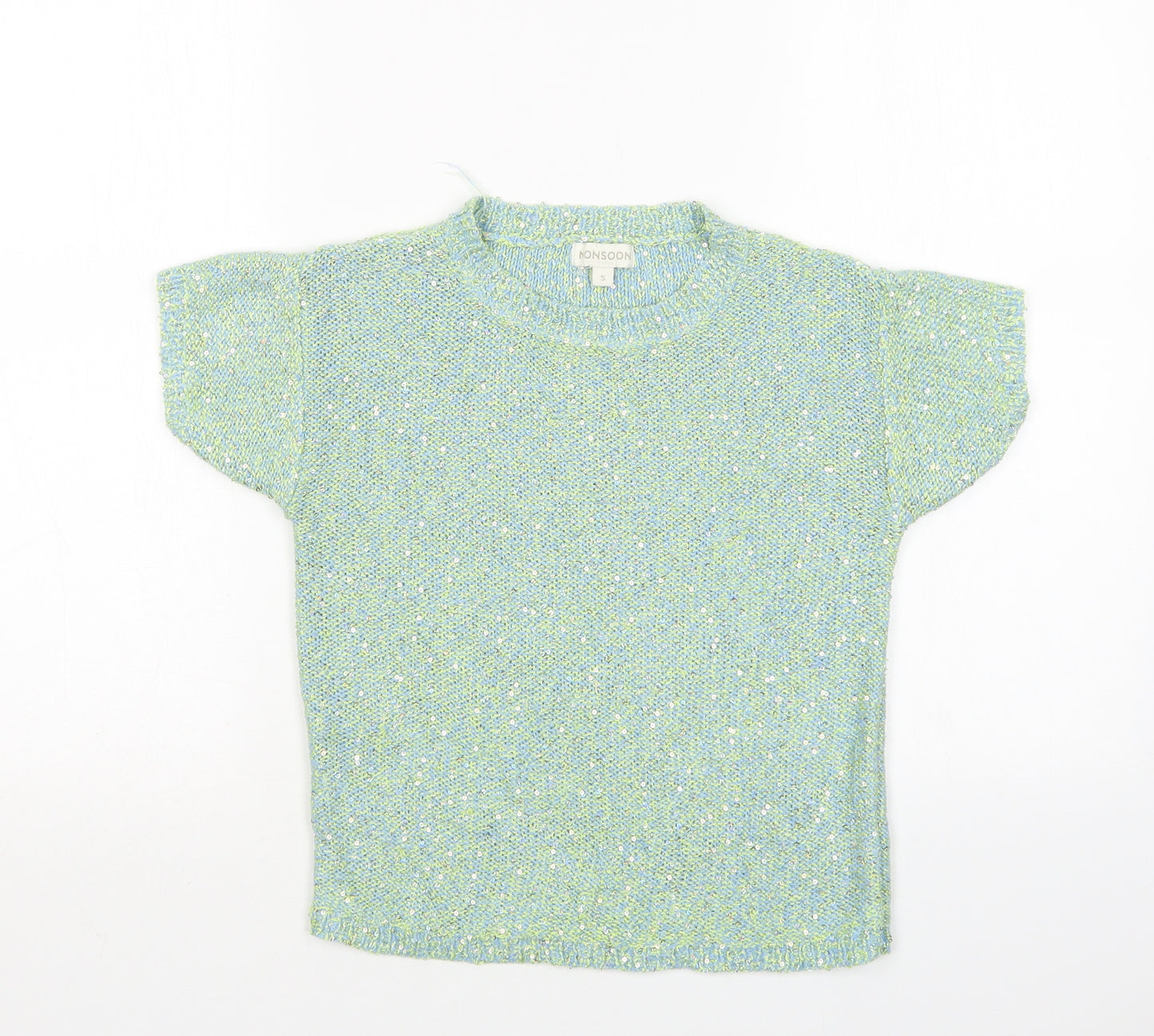 Monsoon Womens Green Round Neck  Viscose Pullover Jumper Size S