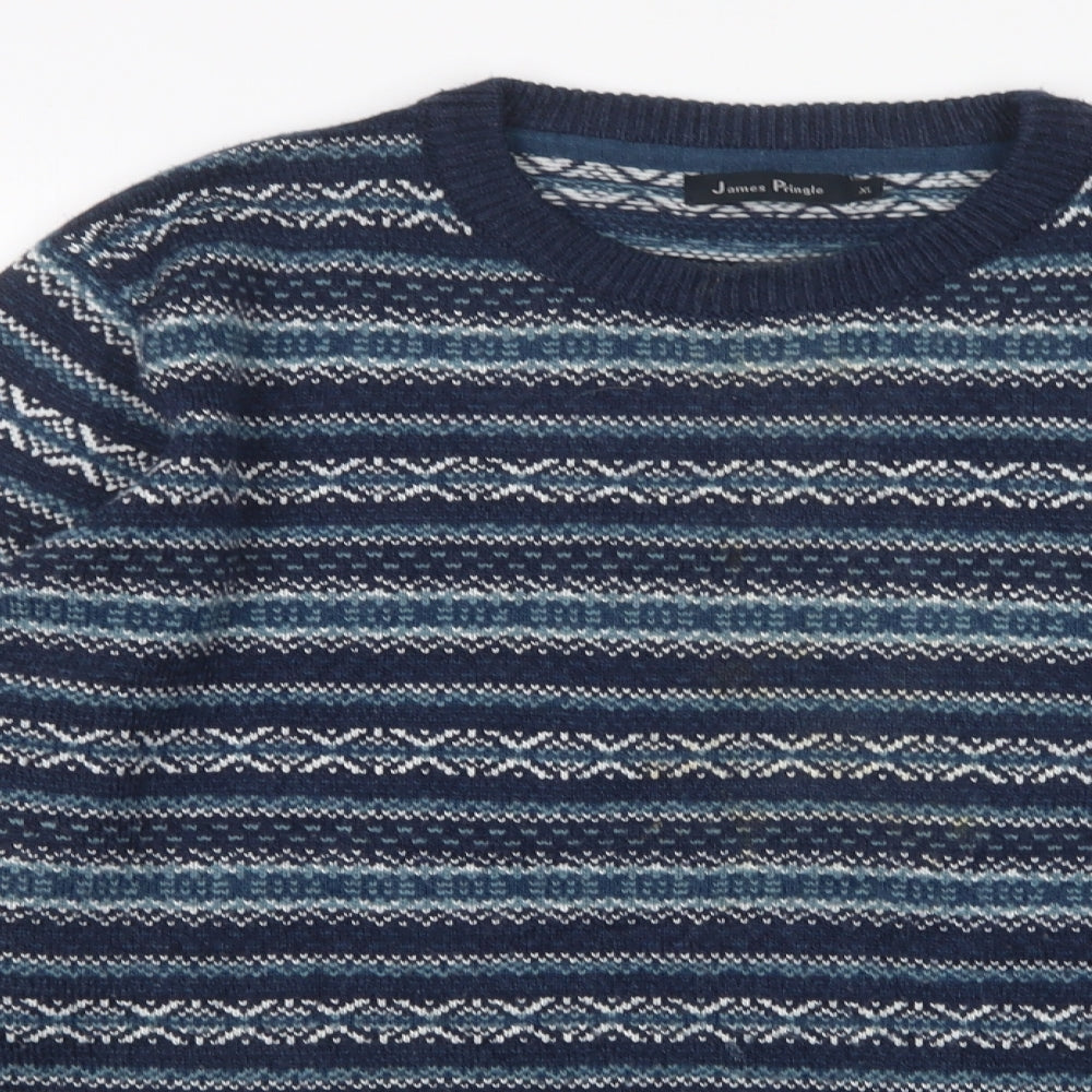 James Pringle Mens Multicoloured Round Neck Striped Acrylic Pullover Jumper Size XL