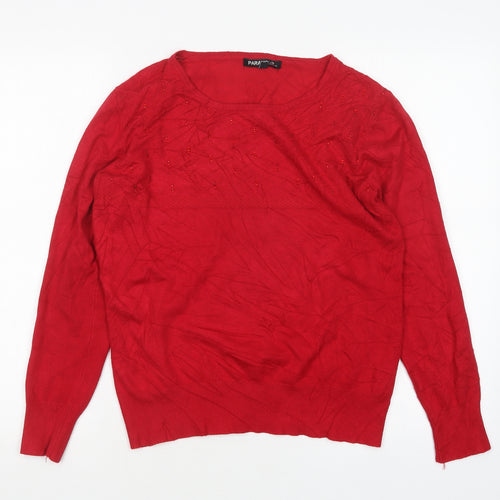 Paramour Womens Red Round Neck  Viscose Pullover Jumper Size M