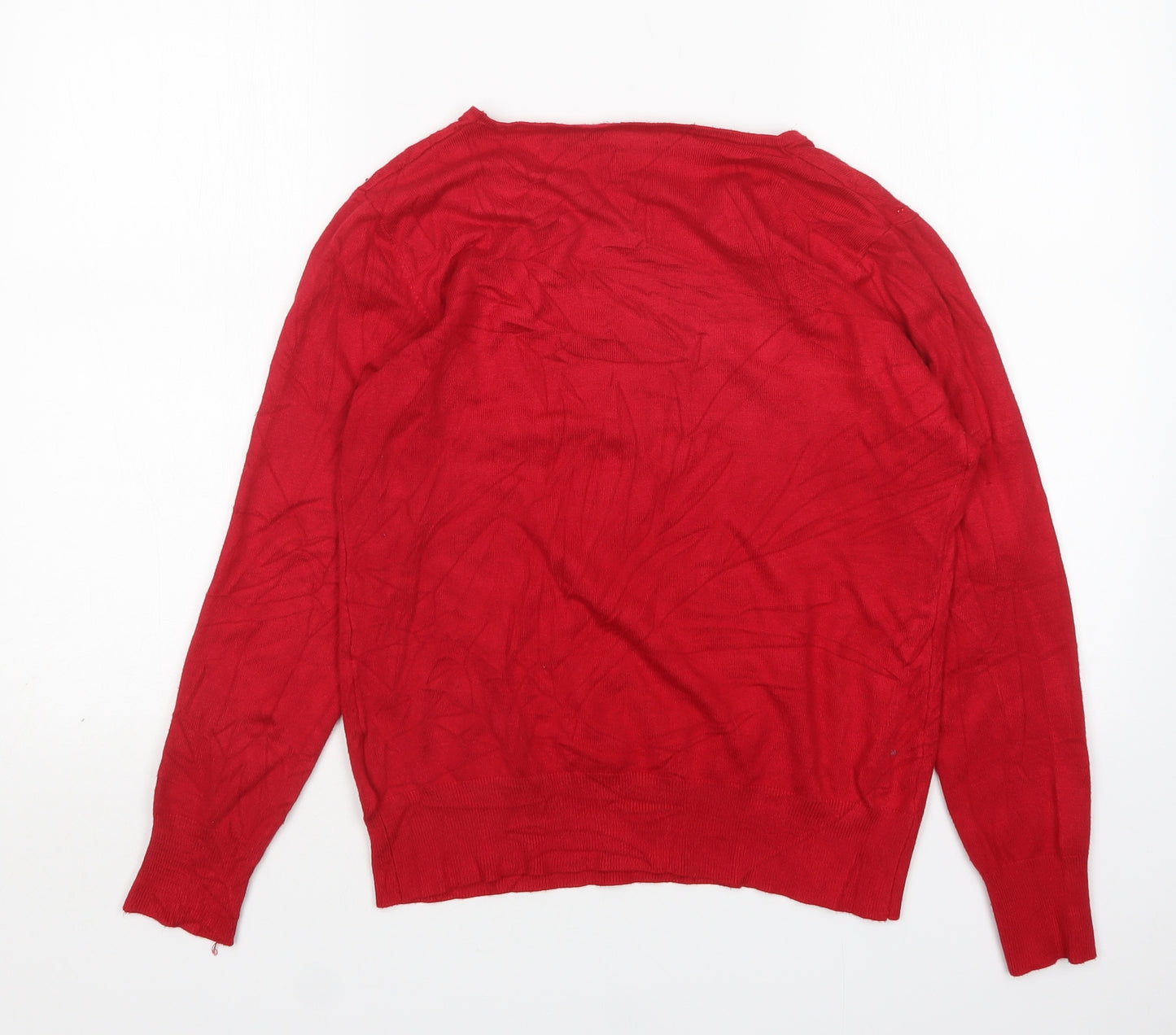 Paramour Womens Red Round Neck  Viscose Pullover Jumper Size M