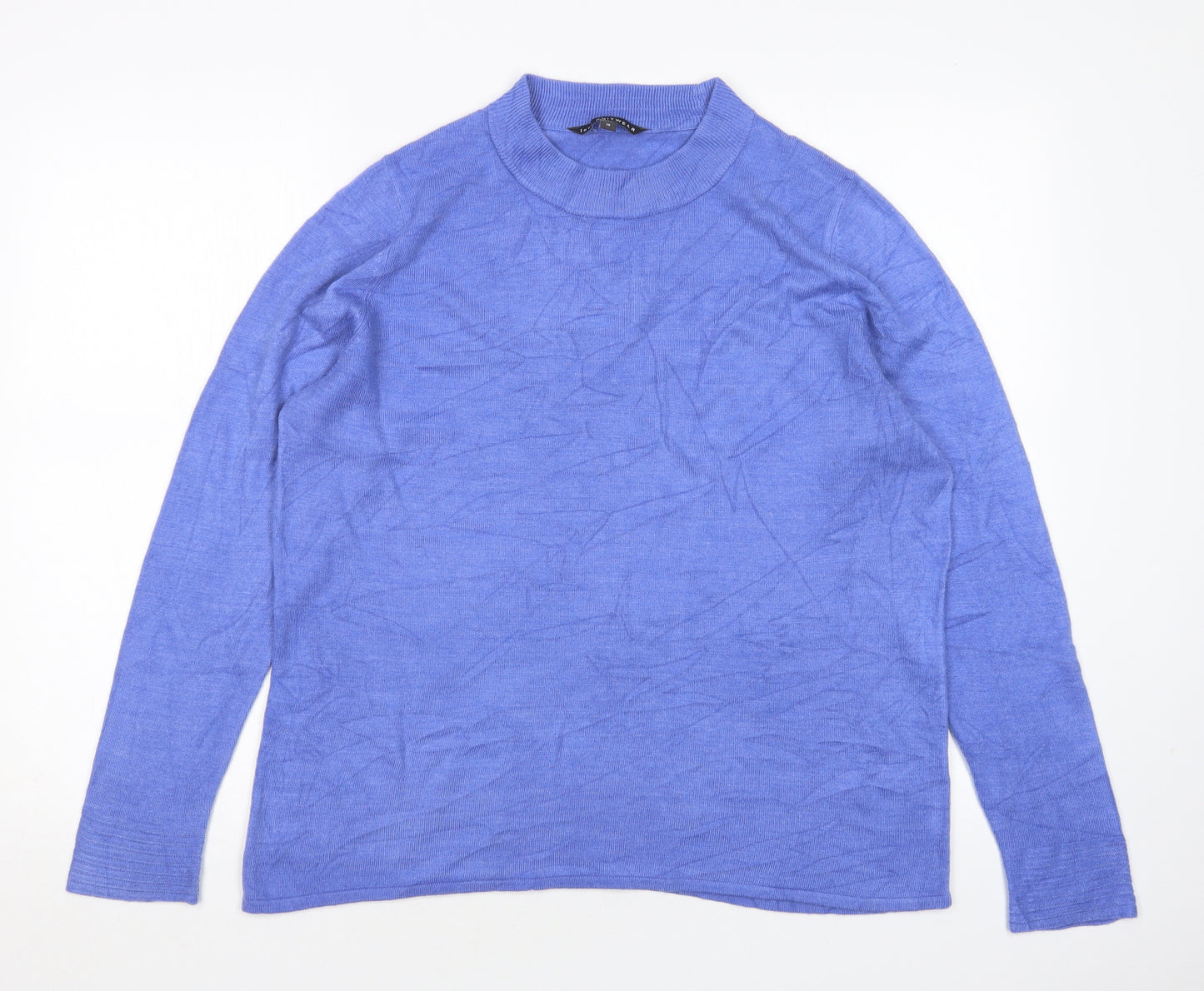Bonmarché Womens Blue Round Neck  Acrylic Pullover Jumper Size 18