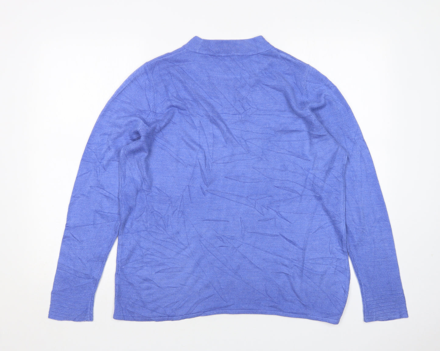 Bonmarché Womens Blue Round Neck  Acrylic Pullover Jumper Size 18