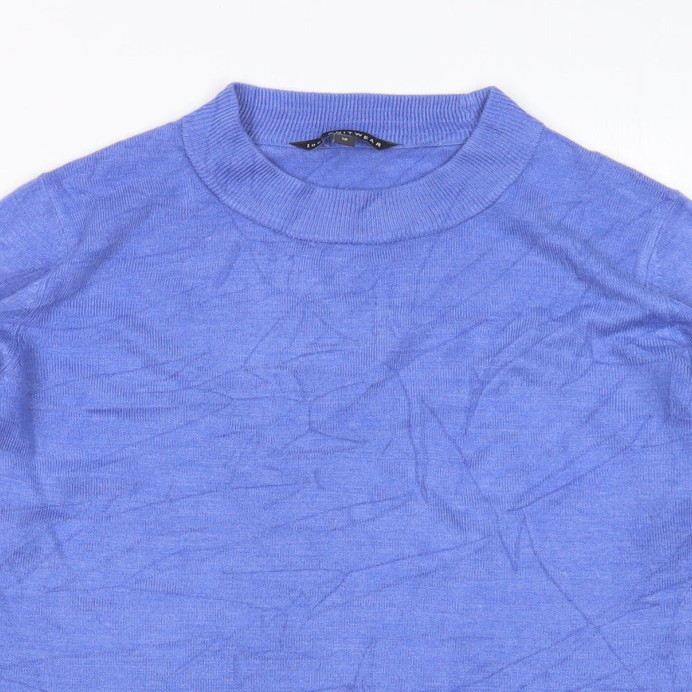Bonmarché Womens Blue Round Neck  Acrylic Pullover Jumper Size 18