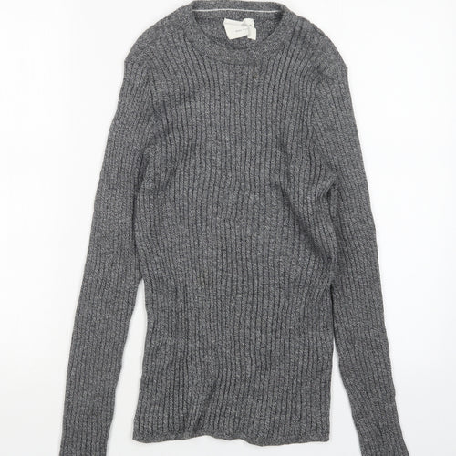 Primark Womens Grey Round Neck  Cotton Pullover Jumper Size M
