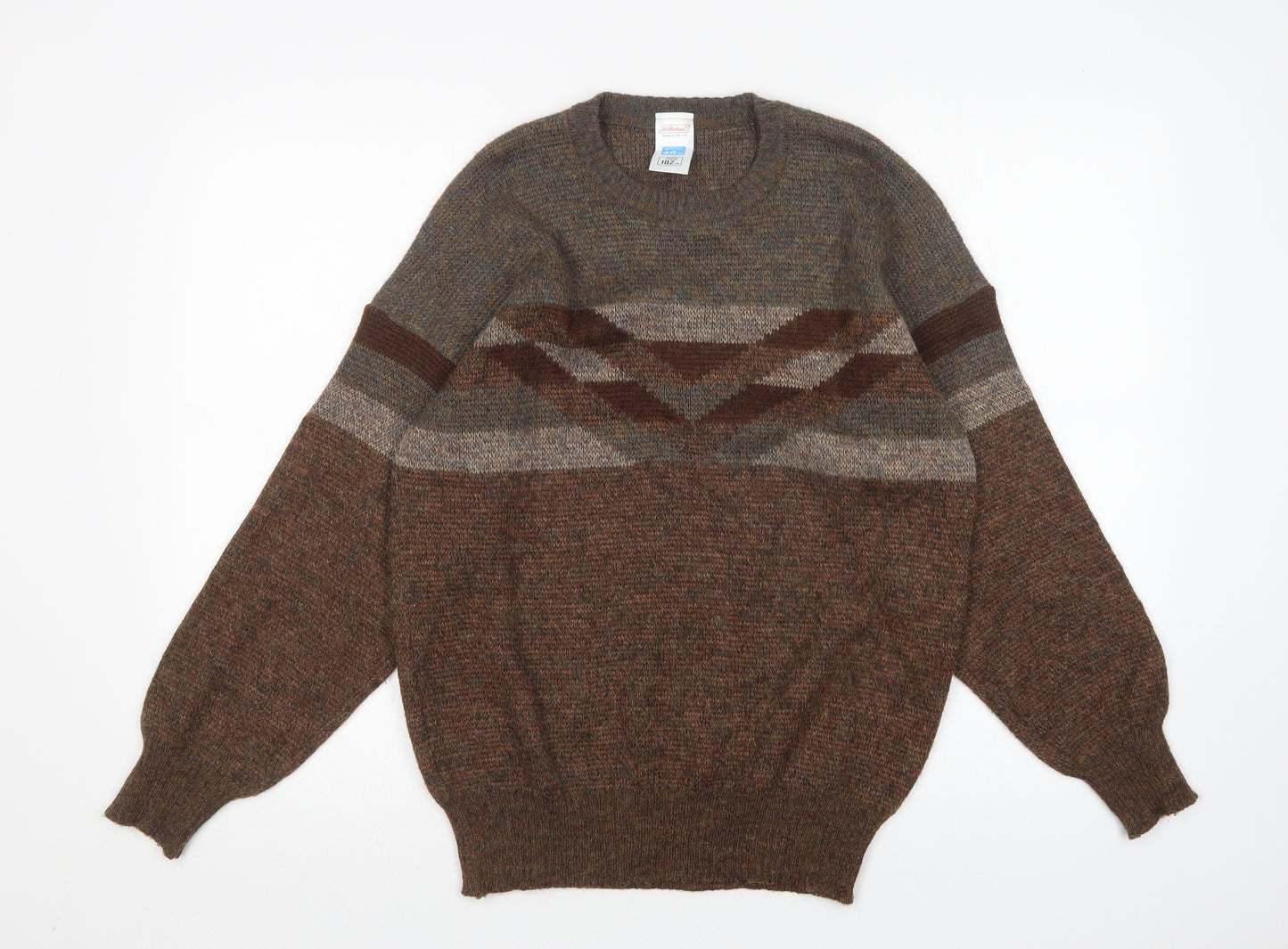 St Michael Mens Brown Round Neck  Acrylic Pullover Jumper Size L