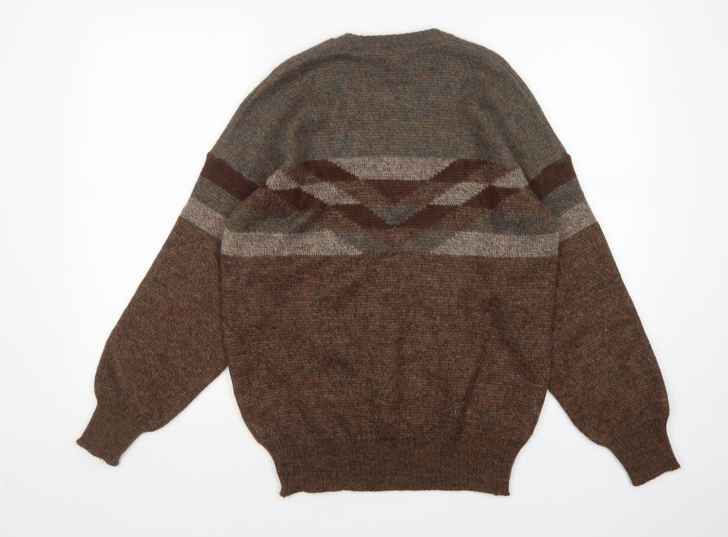 St Michael Mens Brown Round Neck  Acrylic Pullover Jumper Size L