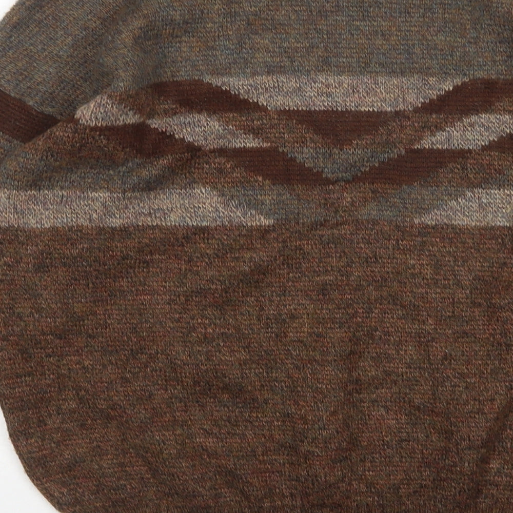 St Michael Mens Brown Round Neck  Acrylic Pullover Jumper Size L