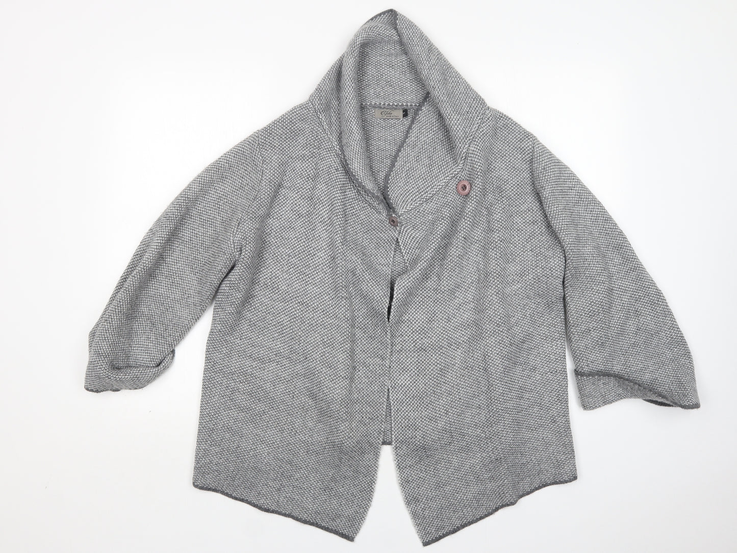 Yida Womens Grey V-Neck  Acrylic Cardigan Jumper Size L