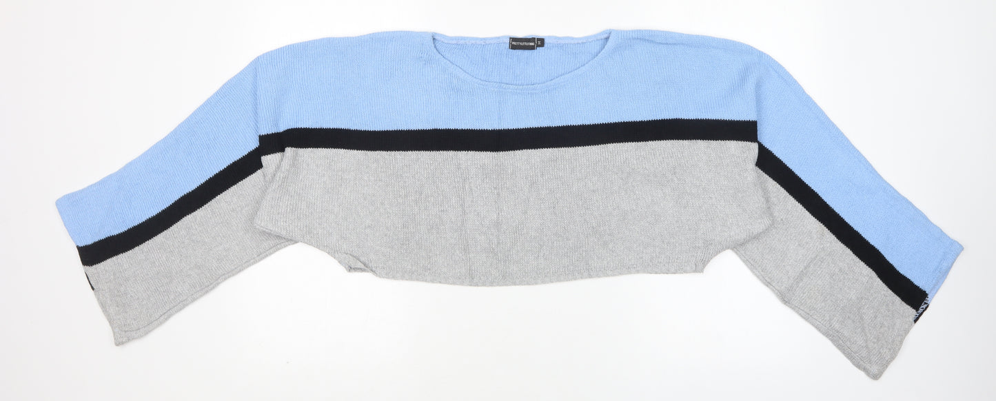 PRETTYLITTLETHING Womens Multicoloured Round Neck  Cotton Pullover Jumper Size M   - Cropped