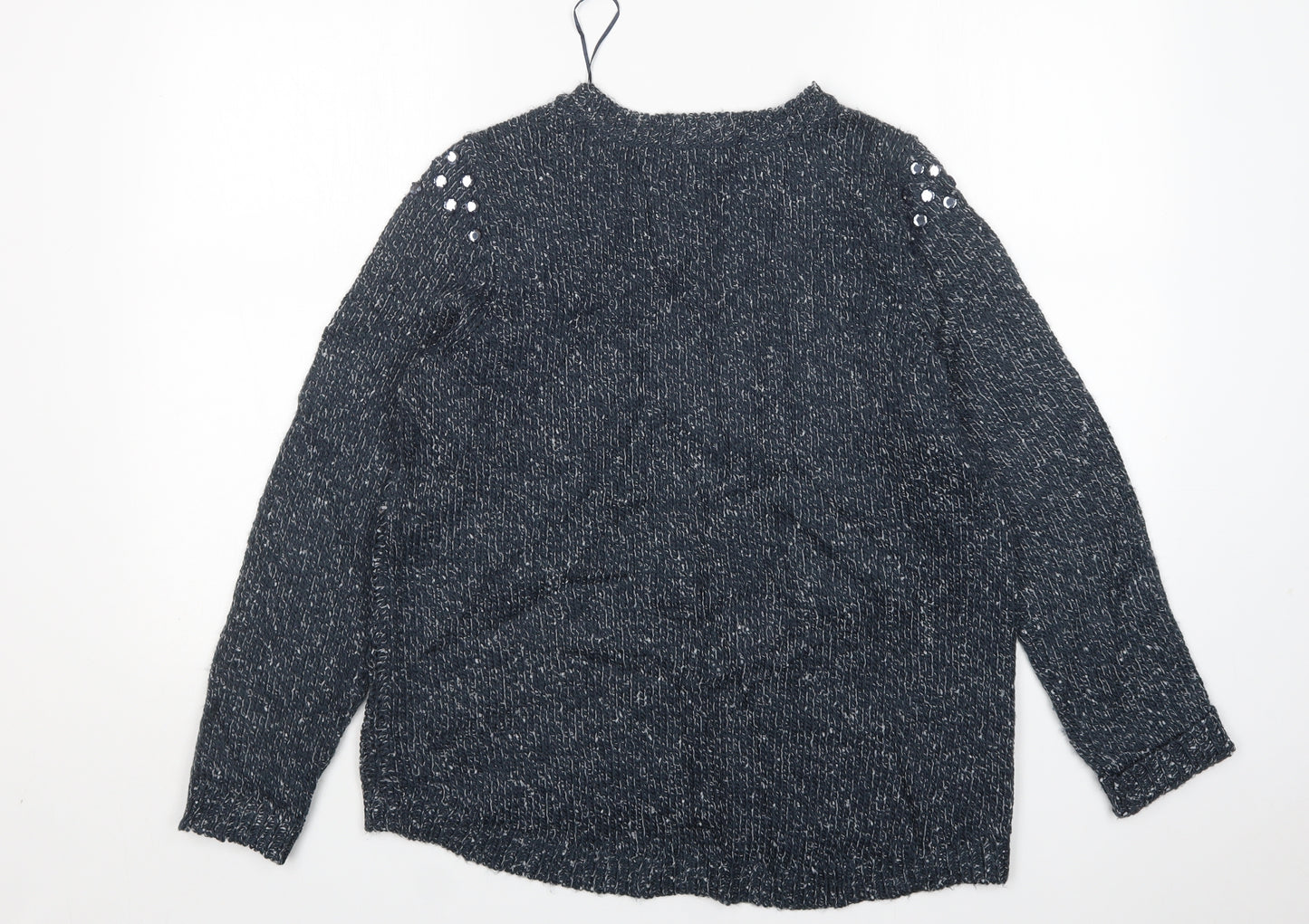 M&S Womens Green Round Neck  Acrylic Pullover Jumper Size 14