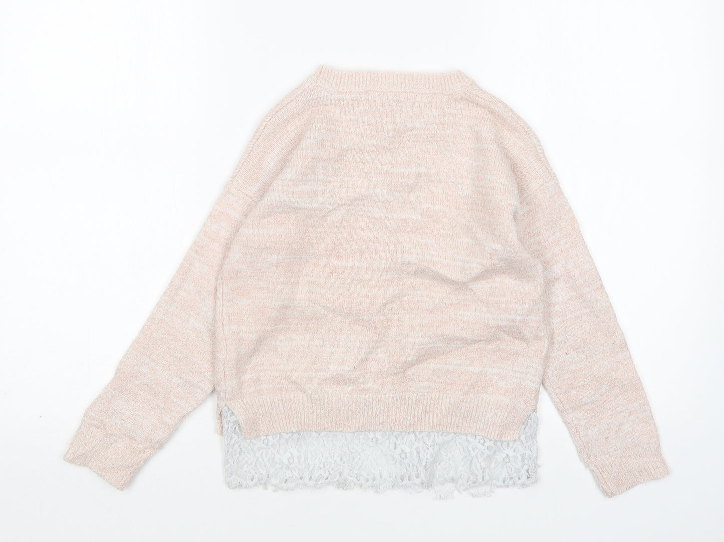 Primark Girls Pink Round Neck  Acrylic Pullover Jumper Size 9-10 Years