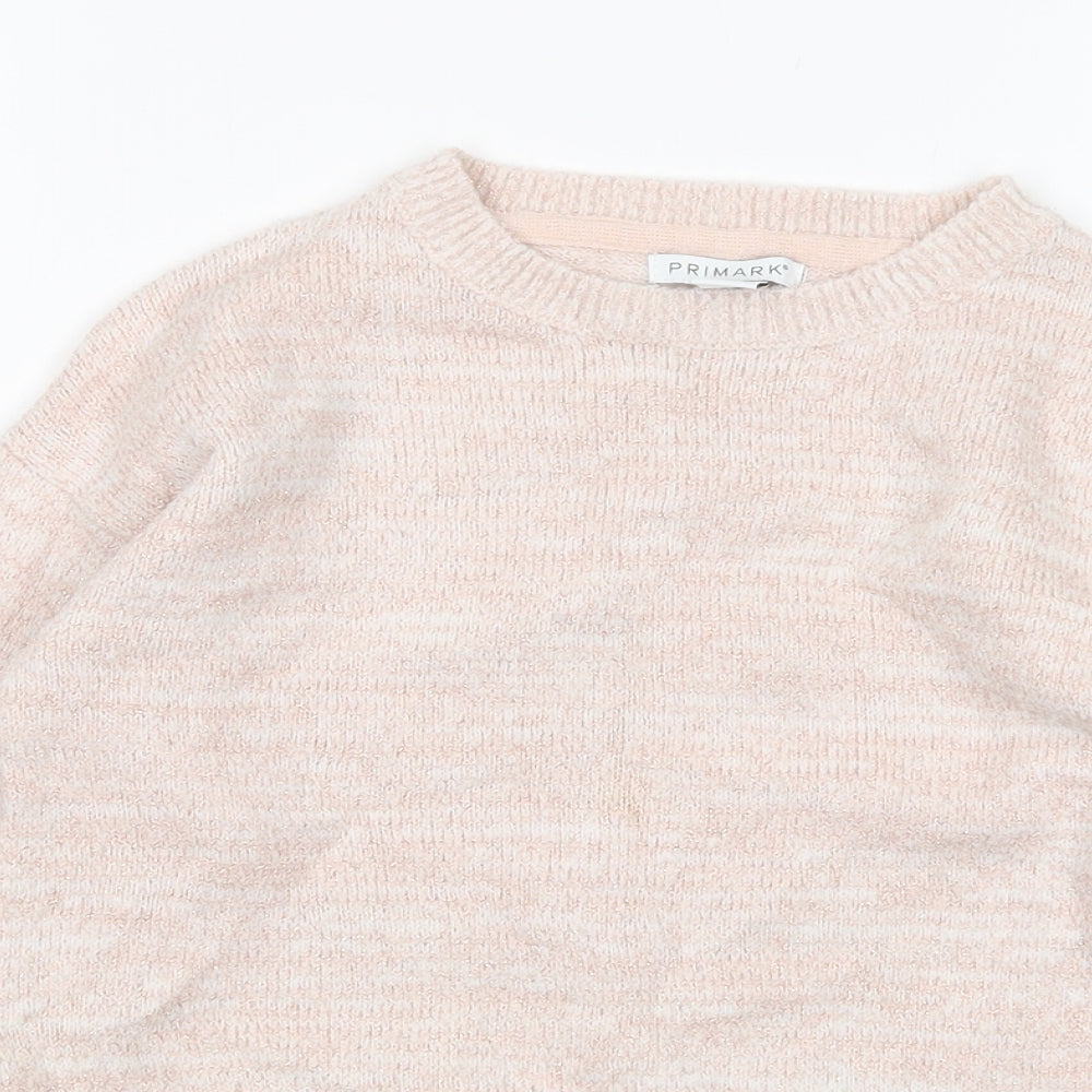Primark Girls Pink Round Neck  Acrylic Pullover Jumper Size 9-10 Years