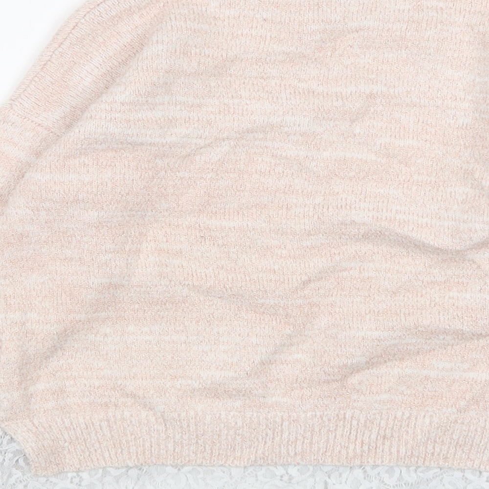 Primark Girls Pink Round Neck  Acrylic Pullover Jumper Size 9-10 Years